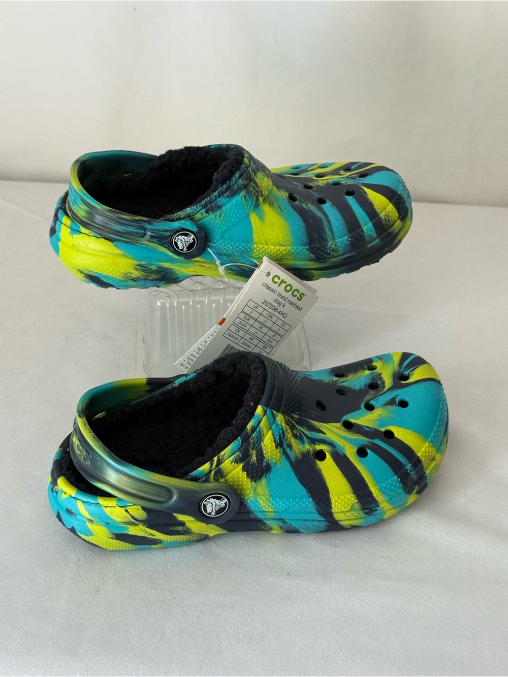 Crocs Kids Classic Lined Marbled Clog Navy Blue Multicolor J1